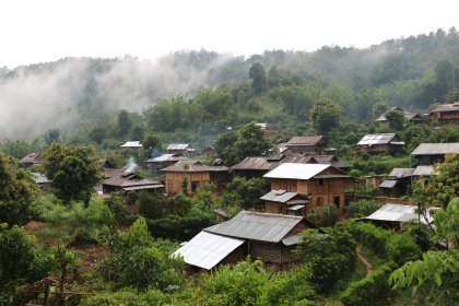 Photo of a small village in the middle of a forest, Myanmar, India, Nepal, June 2015, Reinder Nijhoff