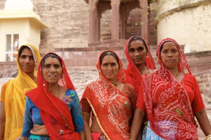 Photo of a group of women standing next to each other, Myanmar, India, Nepal, June 2015, Reinder Nijhoff