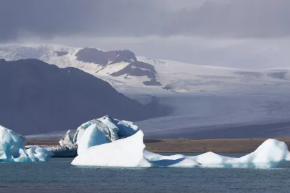 Photo of a large iceberg floating on top of a body of water, Iceland, September 2015, Reinder Nijhoff