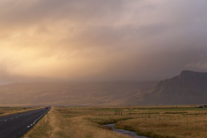 Photo of a long road with a mountain in the background, Iceland, September 2015, Reinder Nijhoff