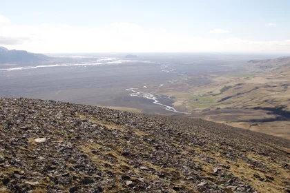 Photo of a view of a rocky mountain with a valley in the distance, Iceland, May 2016, Reinder Nijhoff