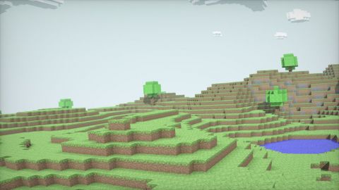 port of javascript minecraft: http://jsfiddle.net/uzMPU/ combined with voxel-shader by inigo quilez (https://www.shadertoy.com/view/4dfGzs).